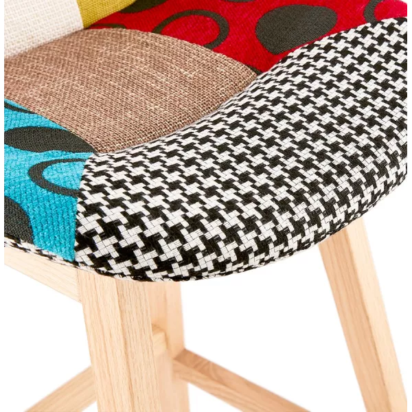 Tabouret de bar mi-hauteur bohème patchwork en tissu MAGIC MINI (multicolore)