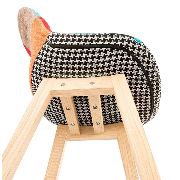 Tabouret de bar mi-hauteur bohème patchwork en tissu MAGIC MINI (multicolore)