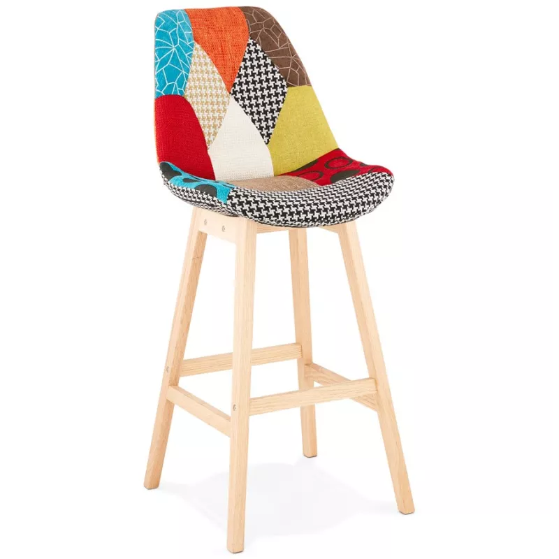 Tabouret de bar chaise de bar bohème patchwork en tissu MAGIC (multicolore)