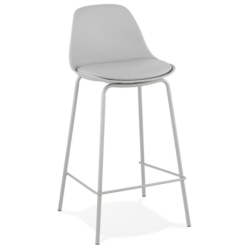 Tabouret de bar mi-hauteur vintage pieds gris clair OCEANE MINI (gris clair)