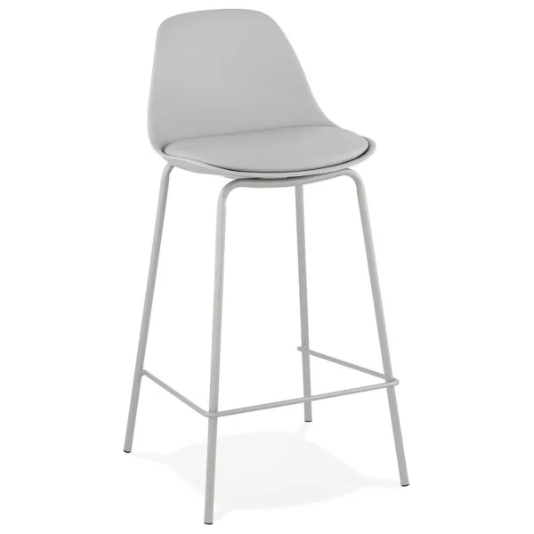 Tabouret de bar mi-hauteur vintage pieds gris clair OCEANE MINI (gris clair)