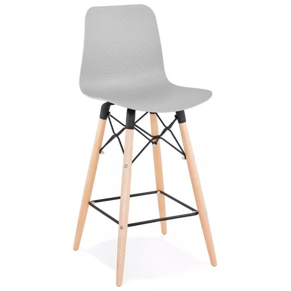 Tabouret de bar mi-hauteur scandinave FAIRY MINI (gris clair)