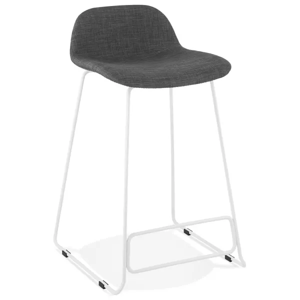 Tabouret de bar mi-hauteur en tissu pieds métal blanc CUTIE MINI (gris anthracite)