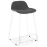 Tabouret de bar mi-hauteur en tissu pieds métal blanc CUTIE MINI (gris anthracite)