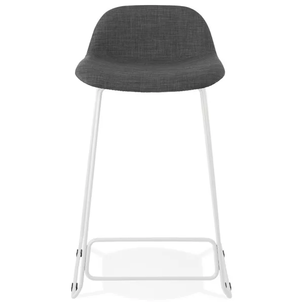 Tabouret de bar mi-hauteur en tissu pieds métal blanc CUTIE MINI (gris anthracite)