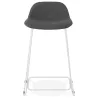 Tabouret de bar mi-hauteur en tissu pieds métal blanc CUTIE MINI (gris anthracite)