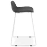 Tabouret de bar mi-hauteur en tissu pieds métal blanc CUTIE MINI (gris anthracite)