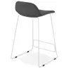 Tabouret de bar mi-hauteur en tissu pieds métal blanc CUTIE MINI (gris anthracite)