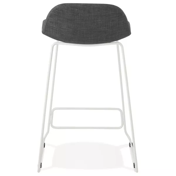 Tabouret de bar mi-hauteur en tissu pieds métal blanc CUTIE MINI (gris anthracite)