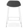 Tabouret de bar mi-hauteur en tissu pieds métal blanc CUTIE MINI (gris anthracite)