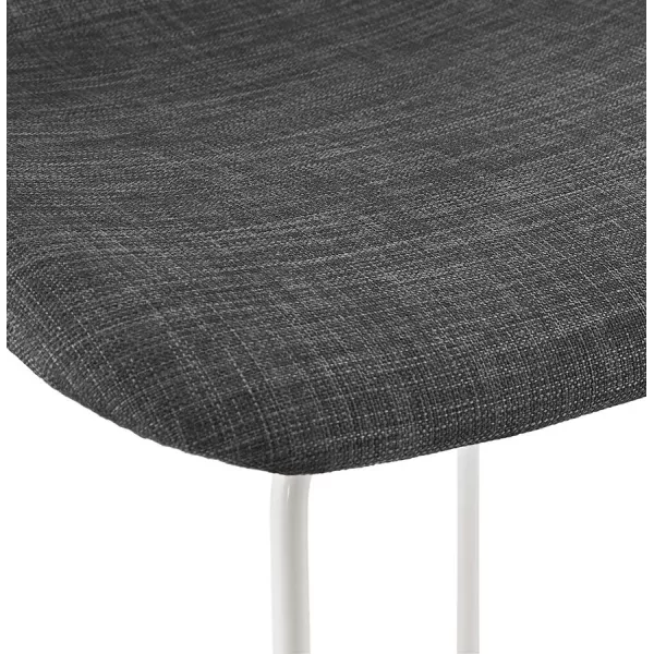 Tabouret de bar mi-hauteur en tissu pieds métal blanc CUTIE MINI (gris anthracite)