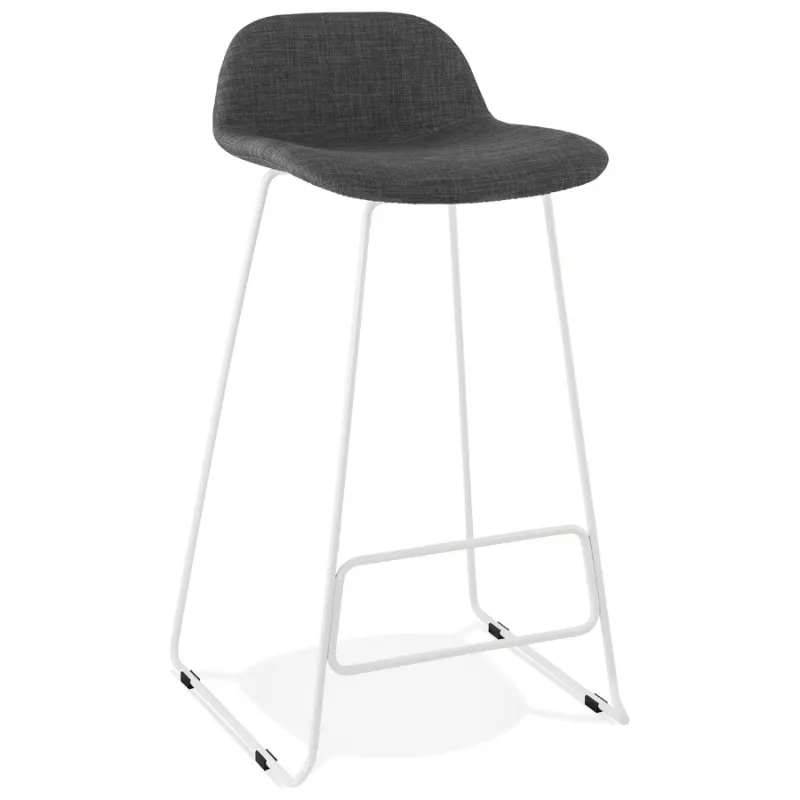 Tabouret de bar chaise de bar en tissu pieds métal blanc CUTIE (gris anthracite)