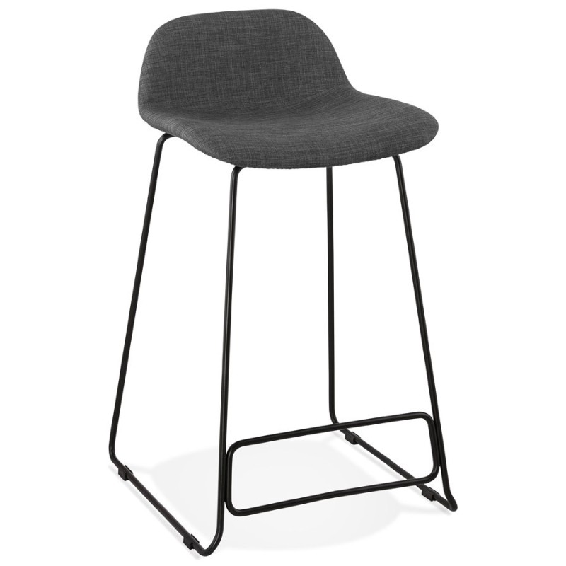 Tabouret de bar mi-hauteur industriel en tissu pieds métal noir CUTIE MINI (gris anthracite)