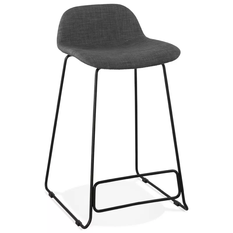 Tabouret de bar mi-hauteur industriel en tissu pieds métal noir CUTIE MINI (gris anthracite)