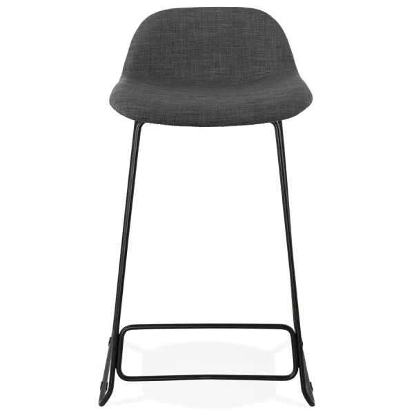 Tabouret de bar mi-hauteur industriel en tissu pieds métal noir CUTIE MINI (gris anthracite)