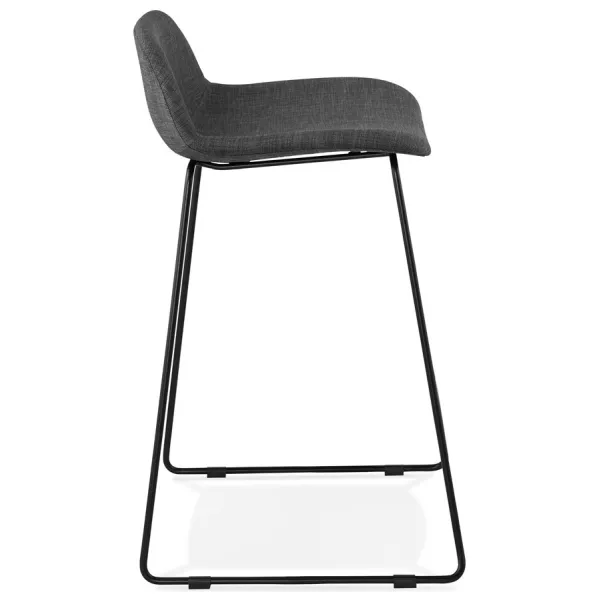 Tabouret de bar mi-hauteur industriel en tissu pieds métal noir CUTIE MINI (gris anthracite)