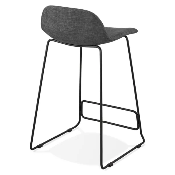 Tabouret de bar mi-hauteur industriel en tissu pieds métal noir CUTIE MINI (gris anthracite)