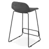 Tabouret de bar mi-hauteur industriel en tissu pieds métal noir CUTIE MINI (gris anthracite)