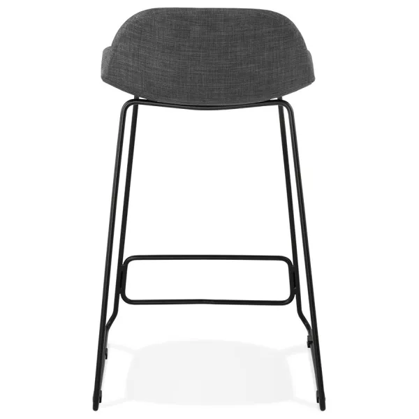 Tabouret de bar mi-hauteur industriel en tissu pieds métal noir CUTIE MINI (gris anthracite)