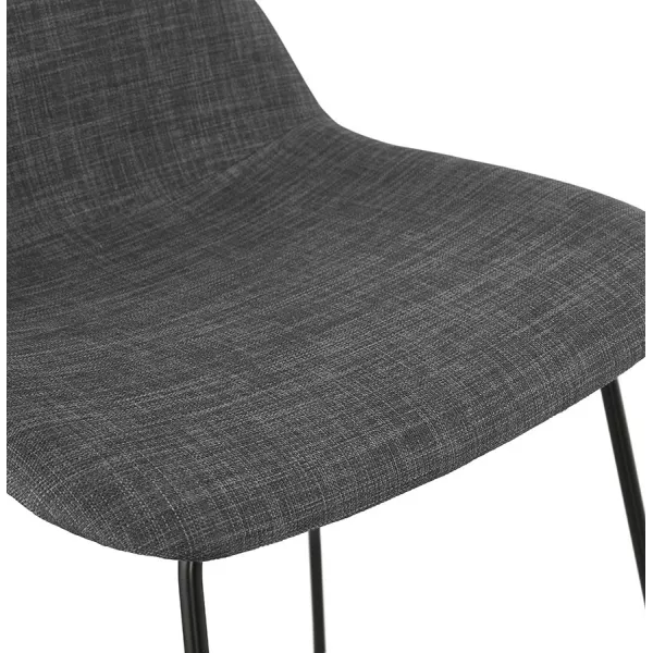 Tabouret de bar mi-hauteur industriel en tissu pieds métal noir CUTIE MINI (gris anthracite)