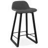 Tabouret de bar mi-hauteur industriel en tissu pieds bois noir MELODY MINI (gris anthracite)