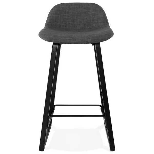 Tabouret de bar mi-hauteur industriel en tissu pieds bois noir MELODY MINI (gris anthracite)