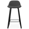 Tabouret de bar mi-hauteur industriel en tissu pieds bois noir MELODY MINI (gris anthracite)