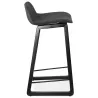 Tabouret de bar mi-hauteur industriel en tissu pieds bois noir MELODY MINI (gris anthracite)