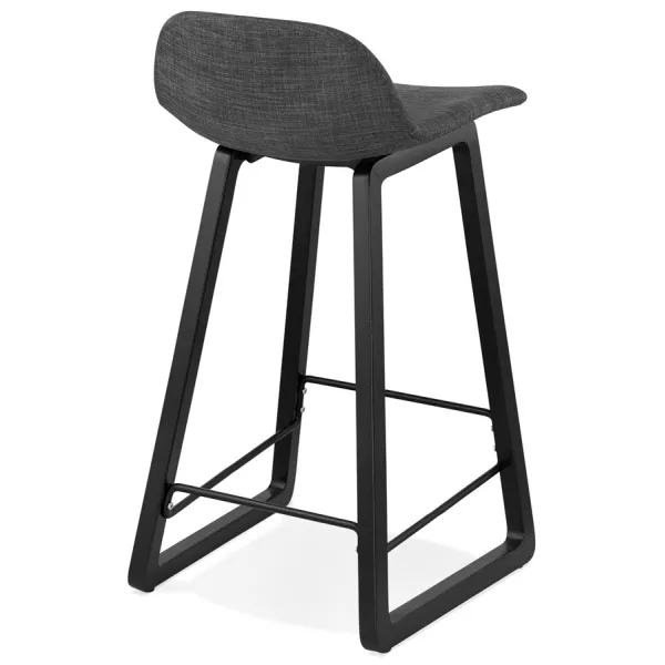 Tabouret de bar mi-hauteur industriel en tissu pieds bois noir MELODY MINI (gris anthracite)