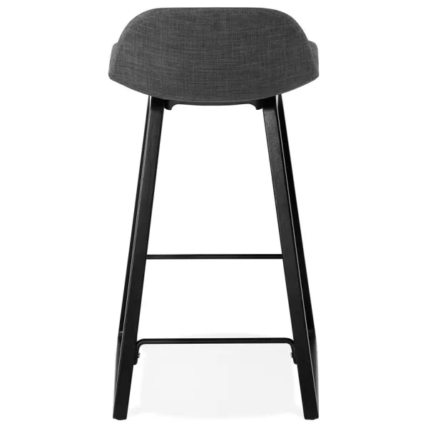 Tabouret de bar mi-hauteur industriel en tissu pieds bois noir MELODY MINI (gris anthracite)