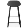 Tabouret de bar mi-hauteur industriel en tissu pieds bois noir MELODY MINI (gris anthracite)