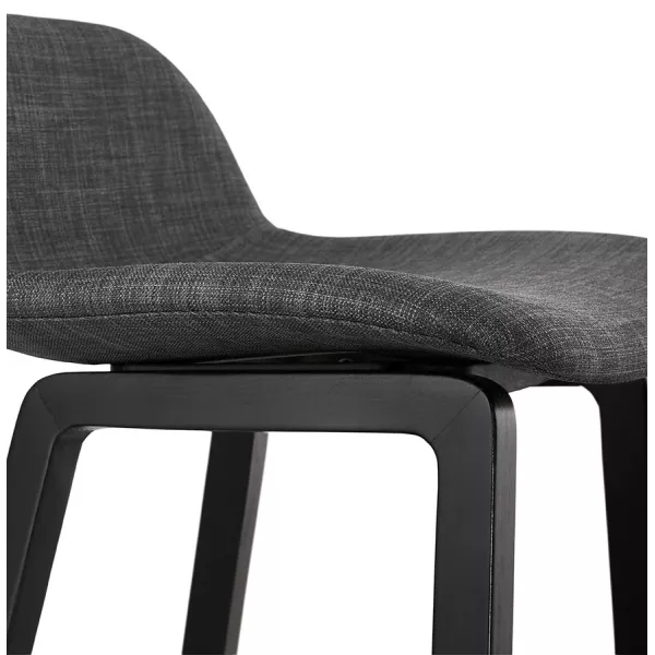 Tabouret de bar mi-hauteur industriel en tissu pieds bois noir MELODY MINI (gris anthracite)