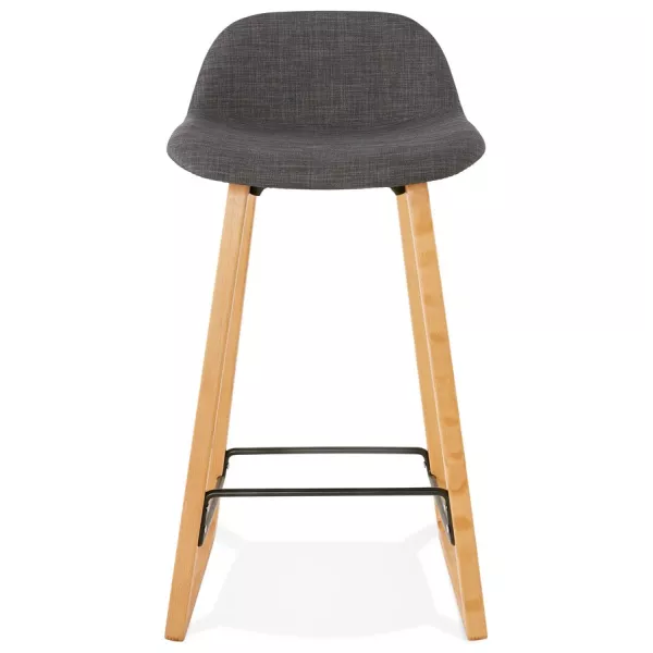 Tabouret de bar mi-hauteur scandinave en tissu pieds couleur naturelle MELODY MINI (gris anthracite)