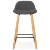 Tabouret de bar mi-hauteur scandinave en tissu pieds couleur naturelle MELODY MINI (gris anthracite)