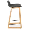 Tabouret de bar mi-hauteur scandinave en tissu pieds couleur naturelle MELODY MINI (gris anthracite)