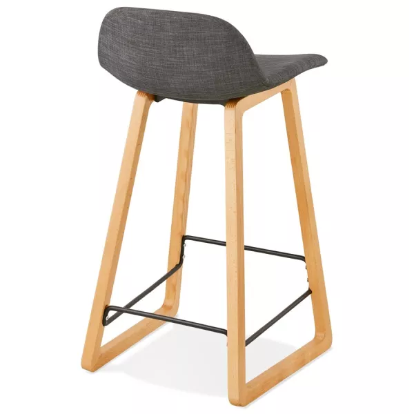 Tabouret de bar mi-hauteur scandinave en tissu pieds couleur naturelle MELODY MINI (gris anthracite)