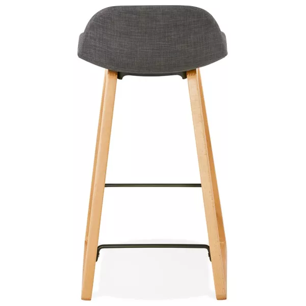 Tabouret de bar mi-hauteur scandinave en tissu pieds couleur naturelle MELODY MINI (gris anthracite)