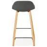 Tabouret de bar mi-hauteur scandinave en tissu pieds couleur naturelle MELODY MINI (gris anthracite)