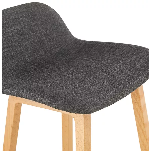 Tabouret de bar mi-hauteur scandinave en tissu pieds couleur naturelle MELODY MINI (gris anthracite)