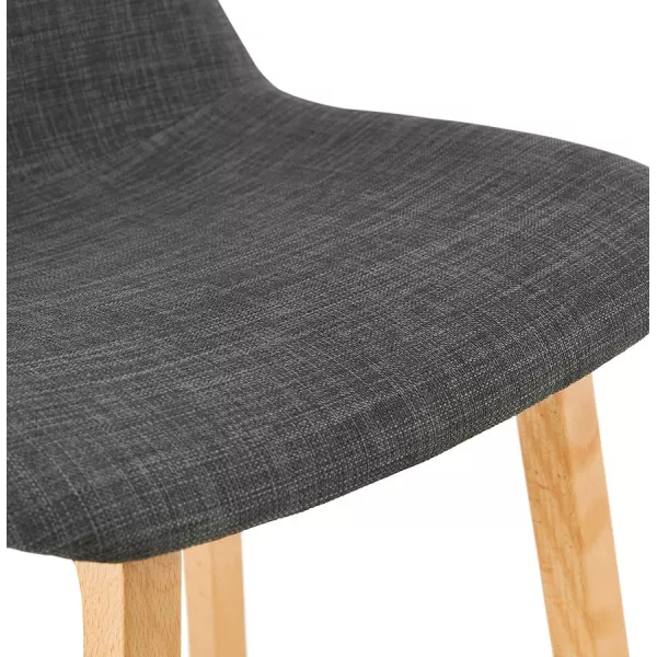 Tabouret de bar mi-hauteur scandinave en tissu pieds couleur naturelle MELODY MINI (gris anthracite)