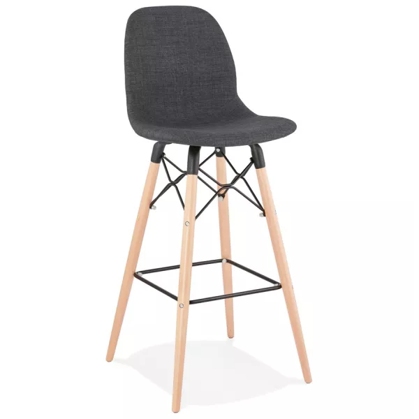 Tabouret de bar design scandinave en tissu PAOLO (gris foncé)