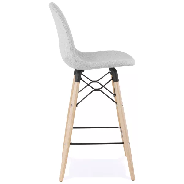 Tabouret de bar chaise de bar mi-hauteur scandinave en tissu PAOLO MINI (gris clair)