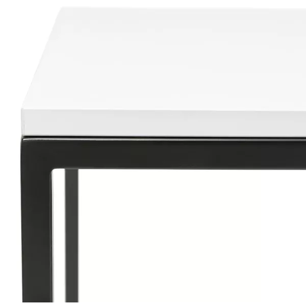 Table haute mange-debout design HUGO en bois pieds métal noir (blanc)