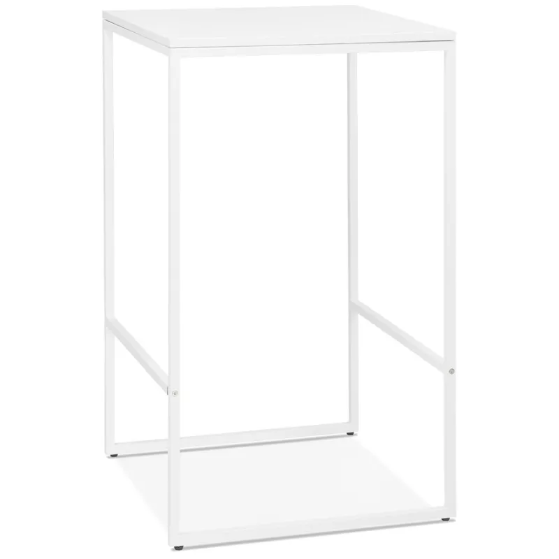 Table haute mange-debout design HUGO en bois pieds métal blanc (blanc)