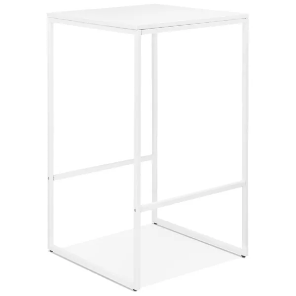 Table haute mange-debout design HUGO en bois pieds métal blanc (blanc)