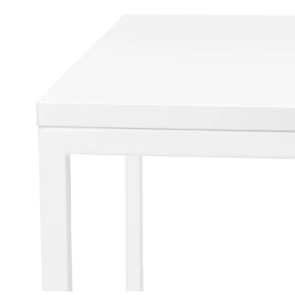 Table haute mange-debout design HUGO en bois pieds métal blanc (blanc)