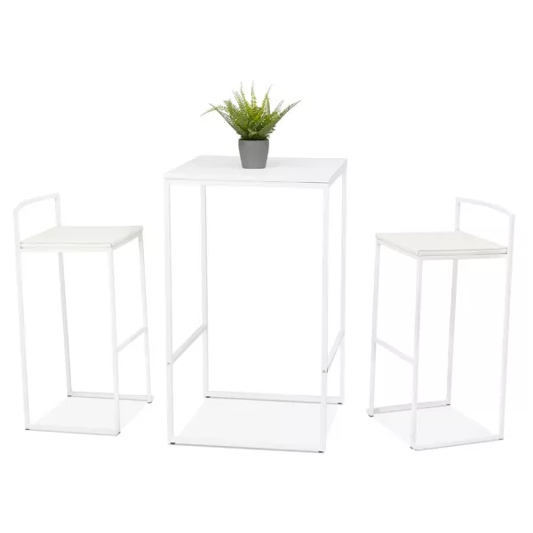 Table haute mange-debout design HUGO en bois pieds métal blanc (blanc)