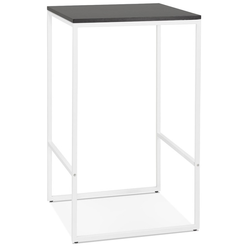 Table haute mange-debout design HUGO en bois pieds métal blanc (noir)