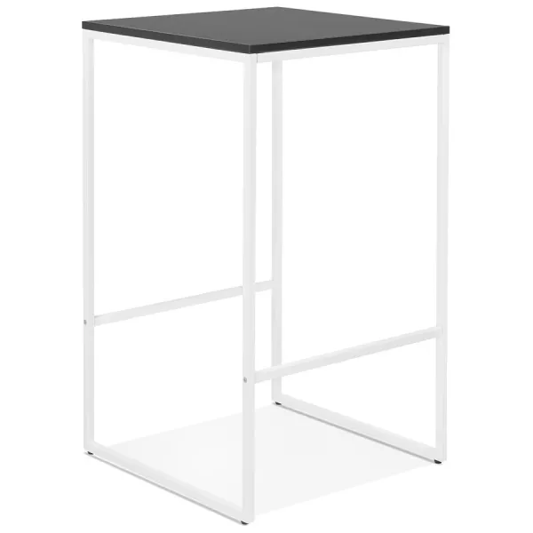 Table haute mange-debout design HUGO en bois pieds métal blanc (noir)