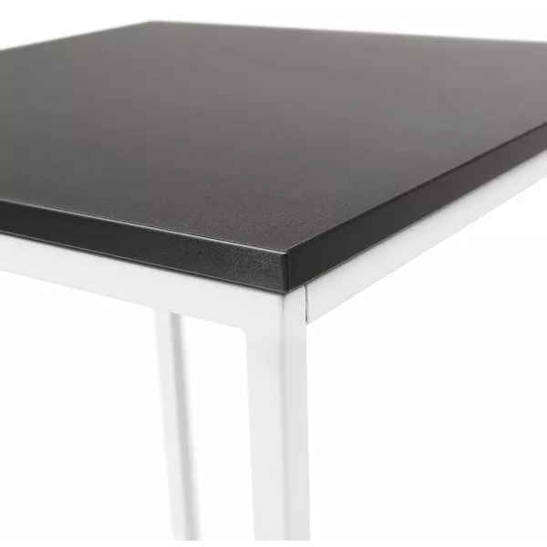 Table haute mange-debout design HUGO en bois pieds métal blanc (noir)